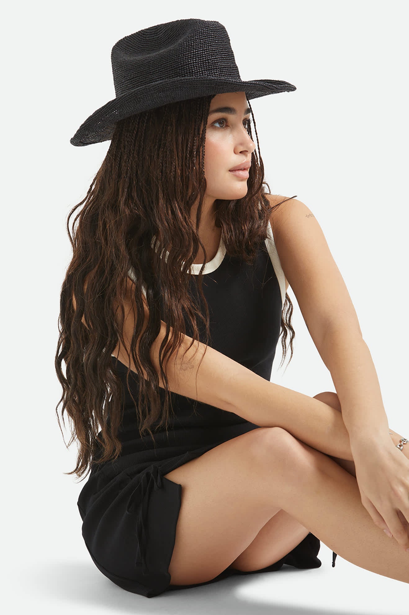 Women's Odessa Straw Packable Cowboy Hat in the color Black - Women's Side View