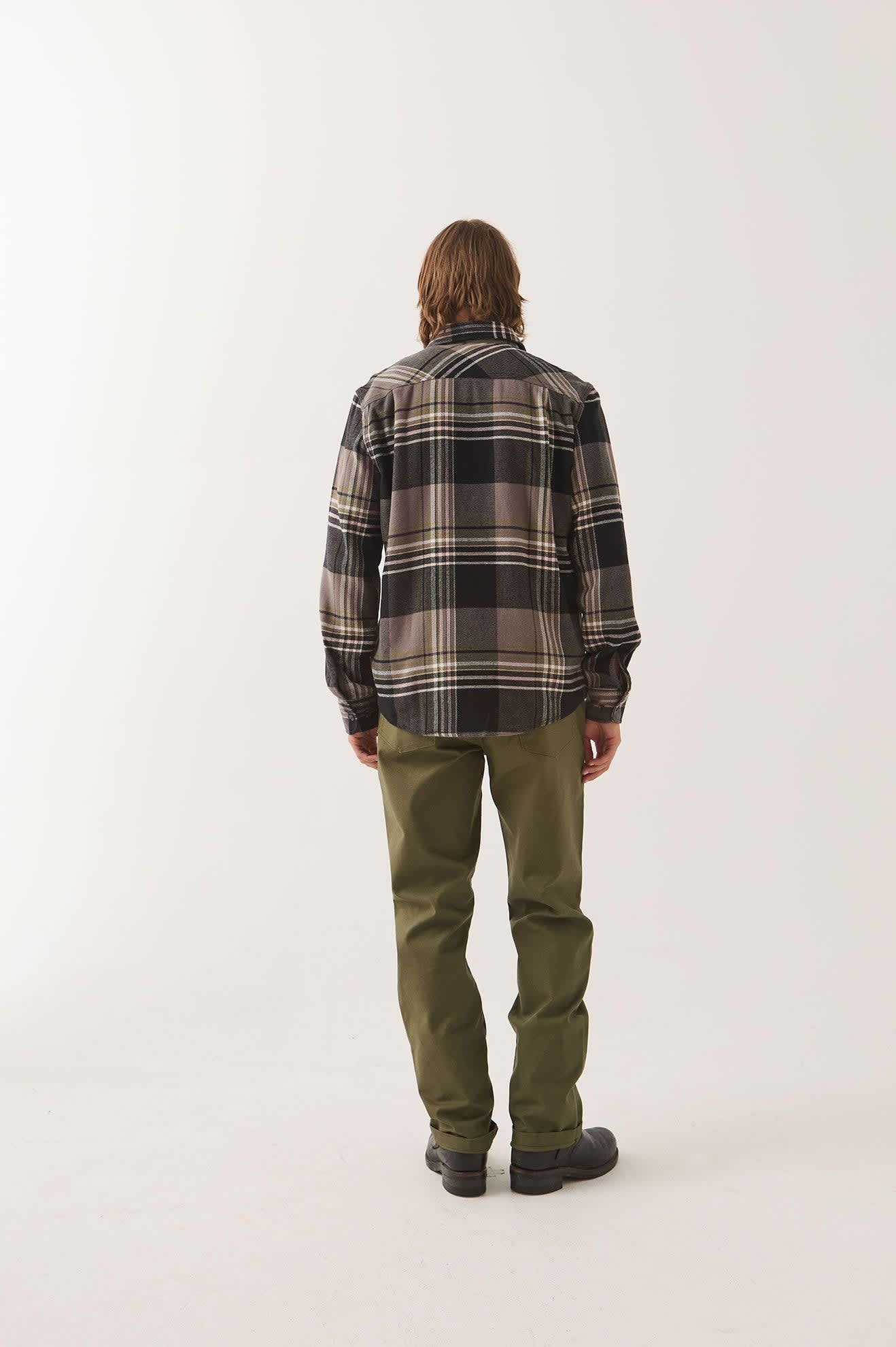 Men's Bowery Flannel in the color Black/Multi - Men's Back View