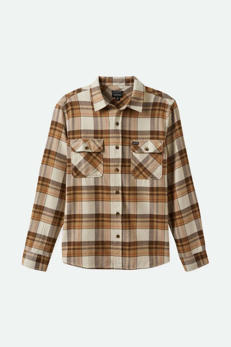 
       Brixton Men&#39;s Bowery L/S Flannel - Whitecap/Pinecone Brown/Burro Brown | Main
     