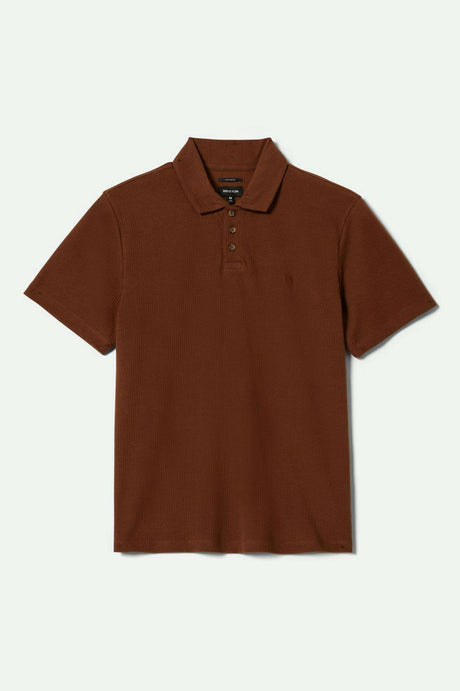 Brixton Men's Ribbed City S/S Polo - Pinecone Brown | Main