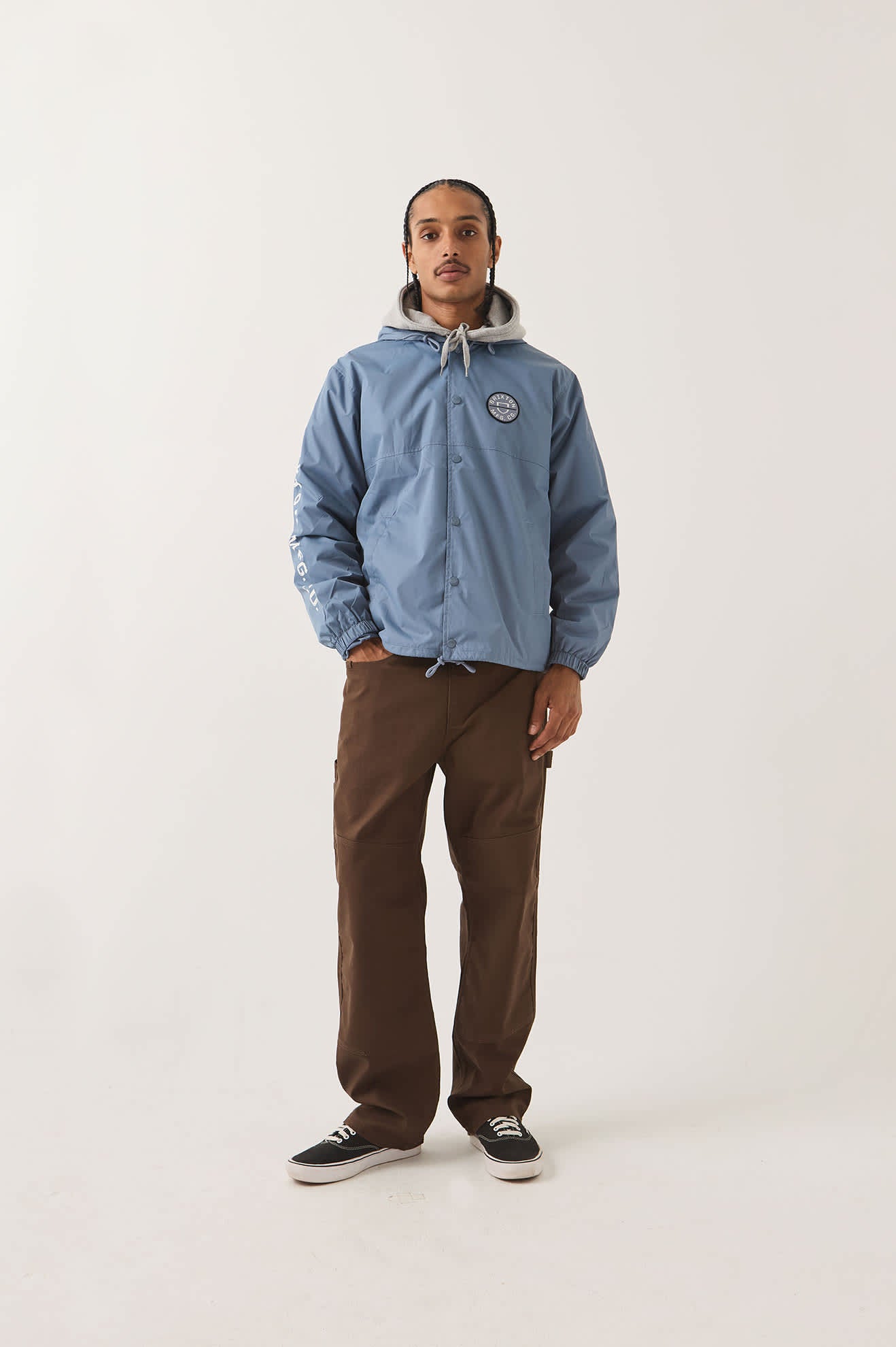 Men's Hooded Claxton Lightweight Jacket in the color Slate Blue - Men's Front View