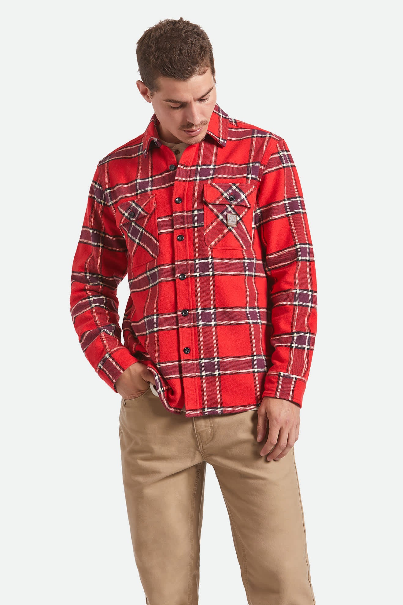 Men's Bowery Heavyweight Flannel in the color Adrenaline Rush - Men's Front View