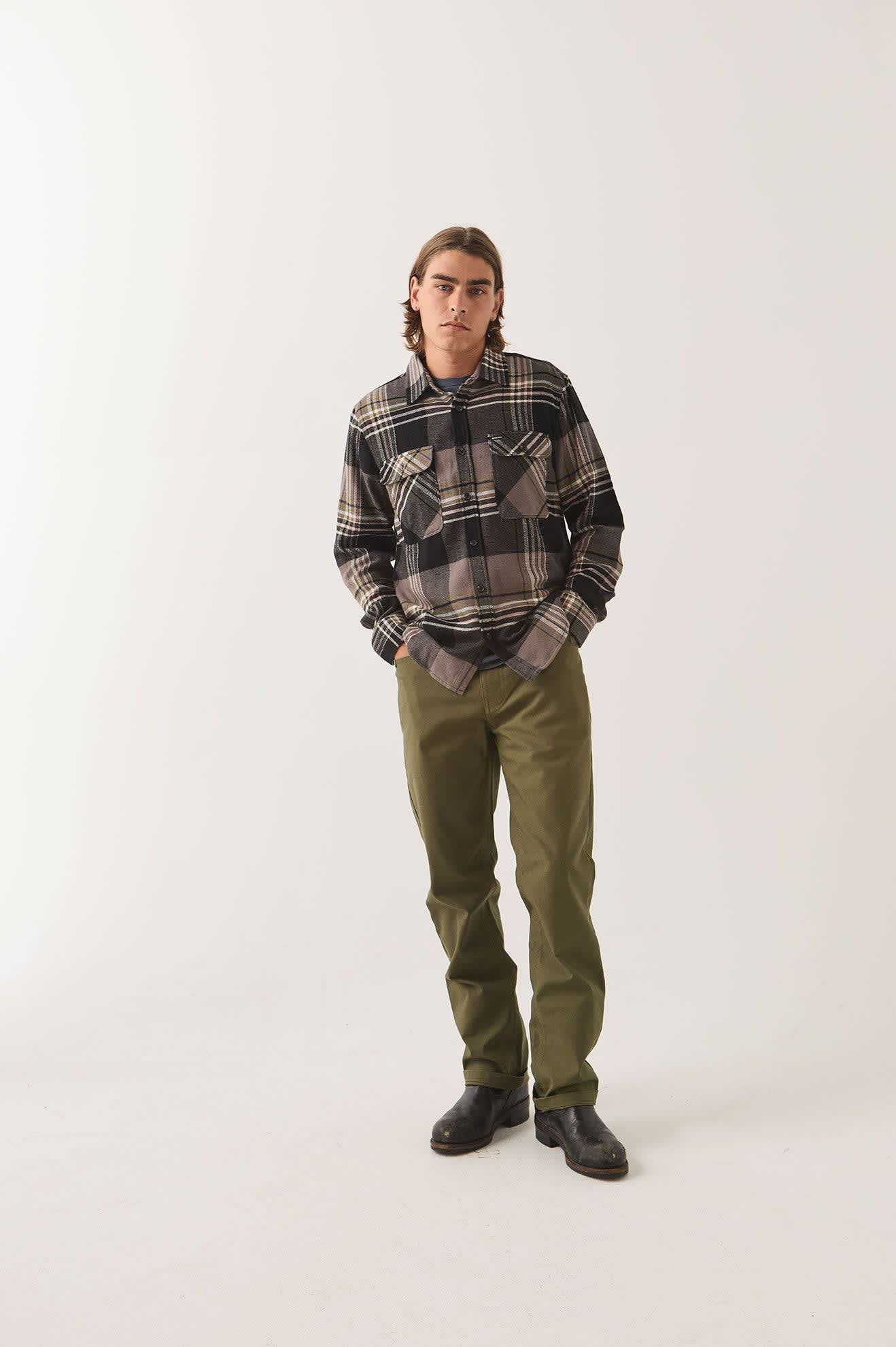 Men's Bowery Flannel in the color Black/Multi - Additional Fit image
