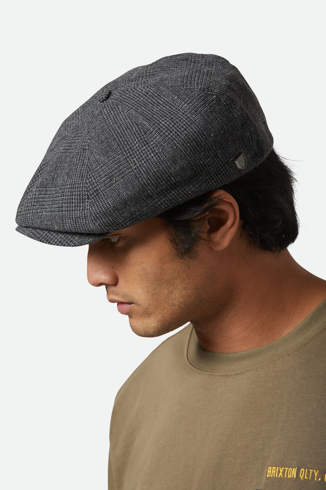 
       Unisex Brood Newsboy Cap in the color Grey/Black - Men&#39;s Side View
     