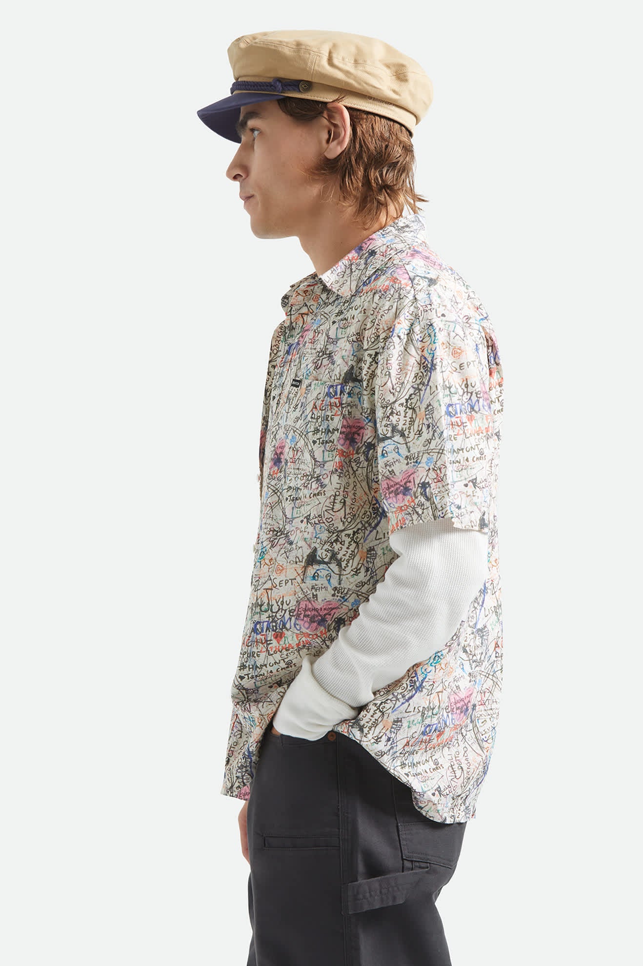 Men's Cru Print Short Sleeve Shirt in the color Graffiti - Men's Side View
