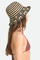 Women's Redding Packable Straw Bucket Hat in the color Black/Natural - Women's Side View