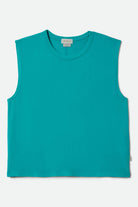 Women's Carefree Organic Garment Dye Muscle Tank in the color Retro Green - Front Product View