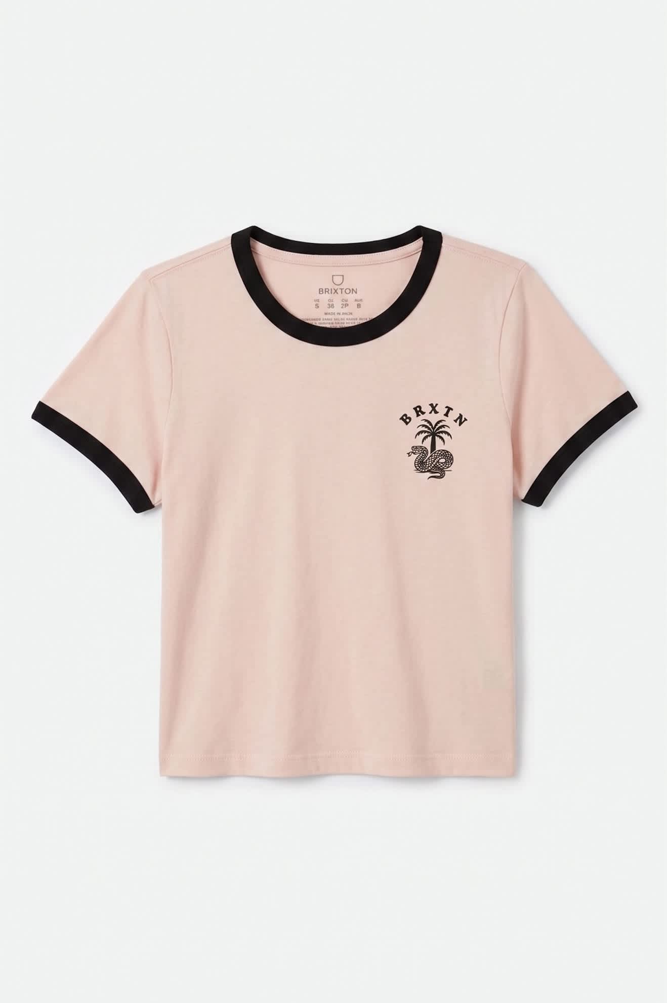 Women's Serpent Baby T-Shirt in the color Chalk Pink/Black - Front Product View