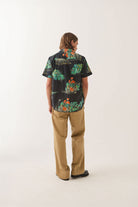 Men's Charter Print Shirt in the color Black/Floral - Men's Back View