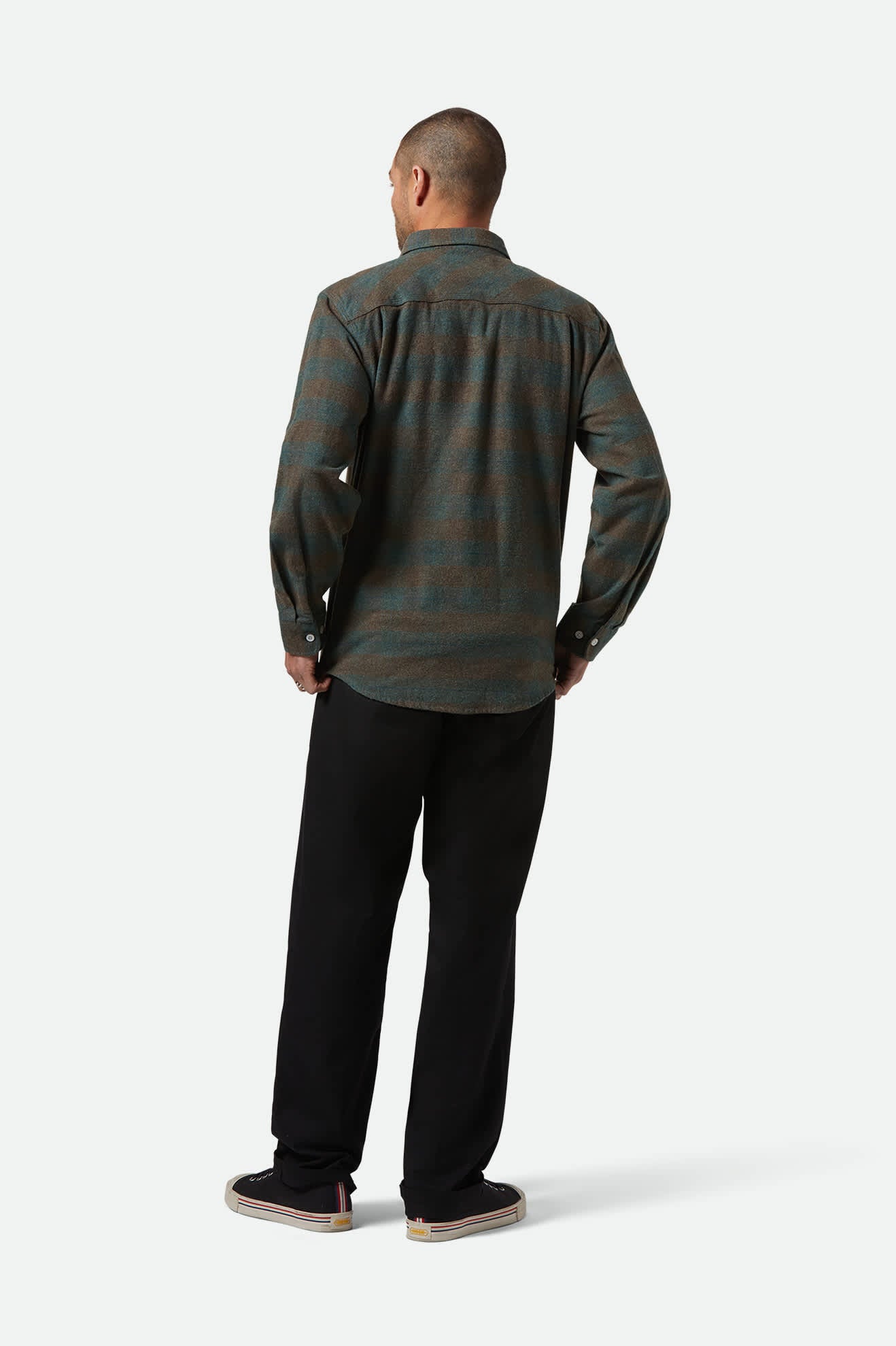 
       Men&#39;s Bowery L/S Flannel in the color Ocean - Men&#39;s Back View
     