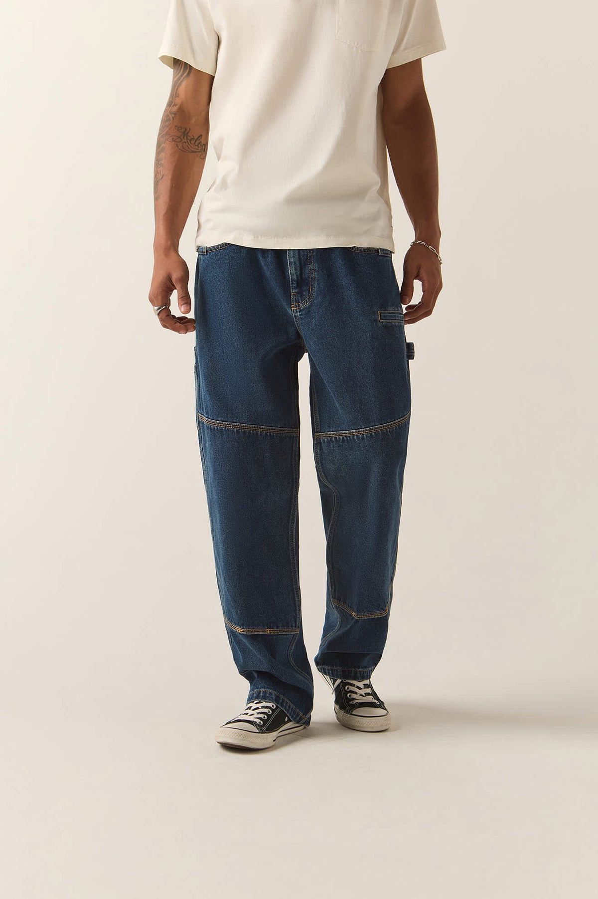 Men's Builders Carpenter Pant in the color Dark Denim - Men's Front View