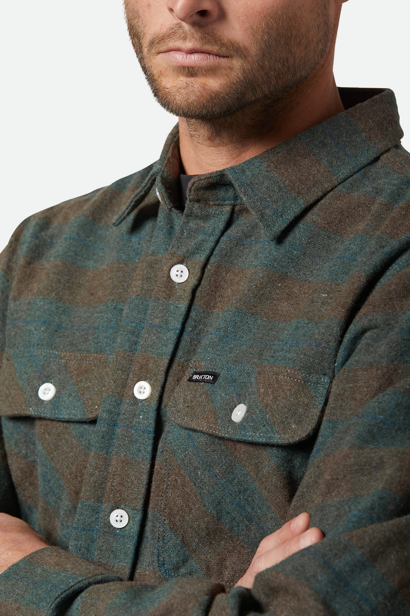 
       Men&#39;s Bowery L/S Flannel in the color Ocean - Additional Fit View
     