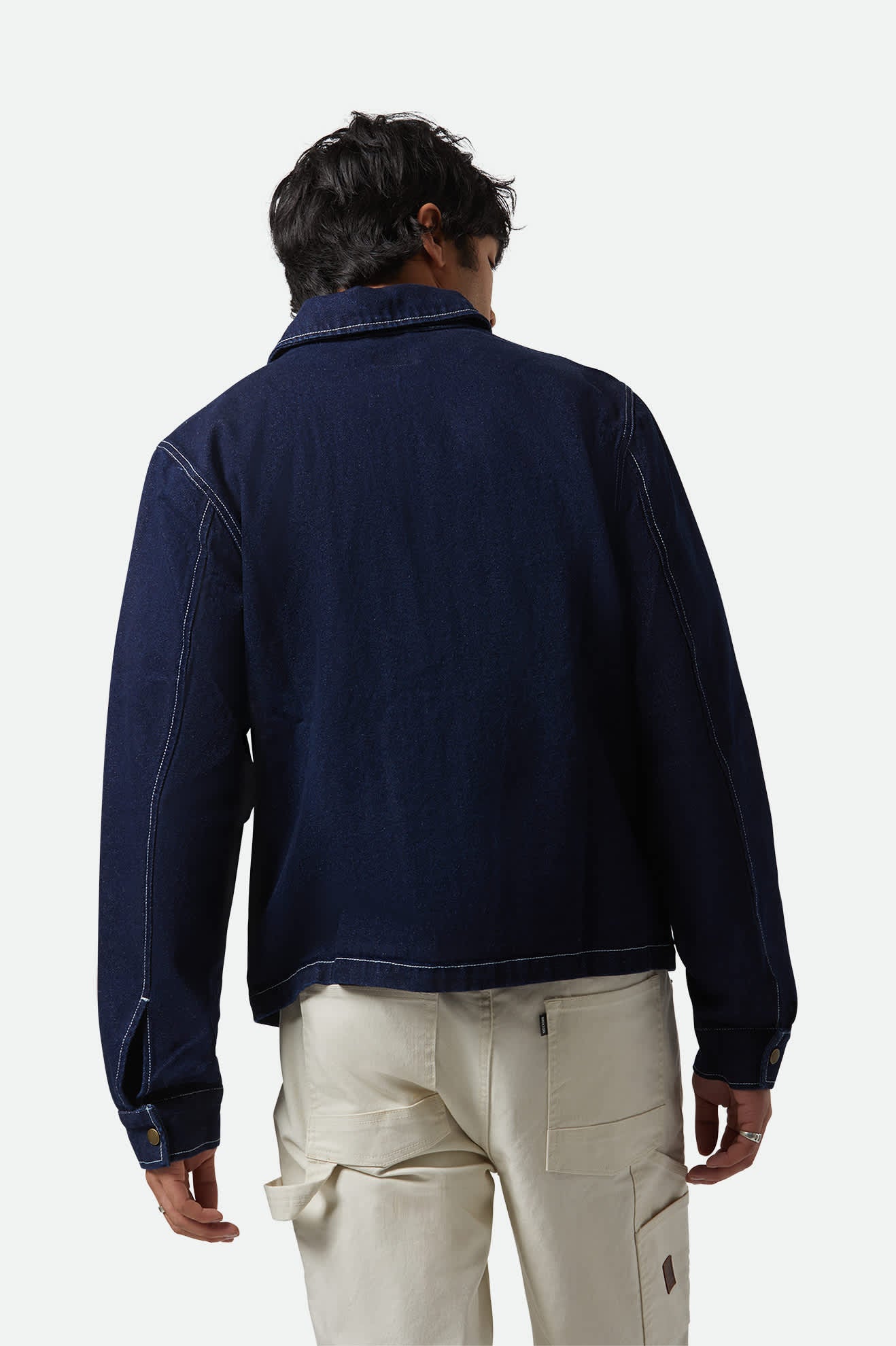 
       Men&#39;s Mechanic Garage Jacket in the color Rinse Denim - Men&#39;s Back View
     