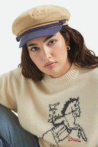 Unisex Fiddler Fisherman Cap in the color Sand/Washed Navy - Additional Fit image