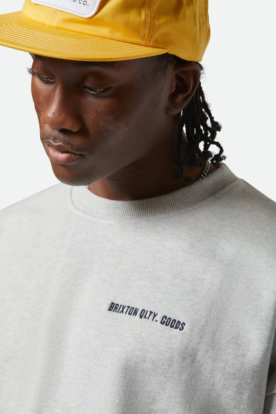 
       Men&#39;s Embroidered Heavyweight Oversized Crew in the color Heather Grey Ash - Additional Fit View
     