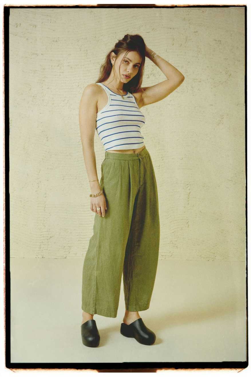 
       Brixton Vintage Linen Blend Wide Leg Pant - Sea Kelp
     