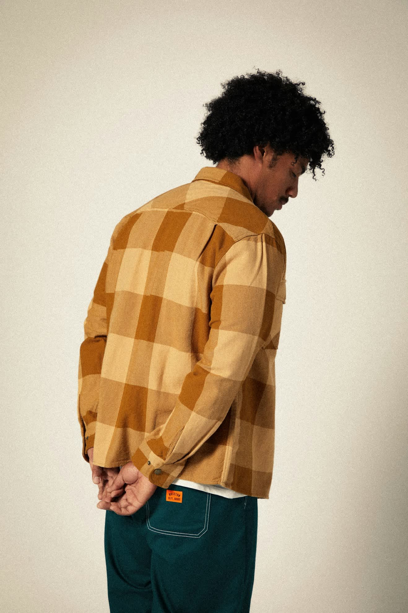 
       Men&#39;s Selden L/S Flannel in the color Washed Copper/Curry Buffalo - Men&#39;s Back View
     