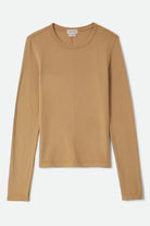 Women's Carefree Organic Garment Dye Slim T-Shirt in the color Khaki - Front Product View