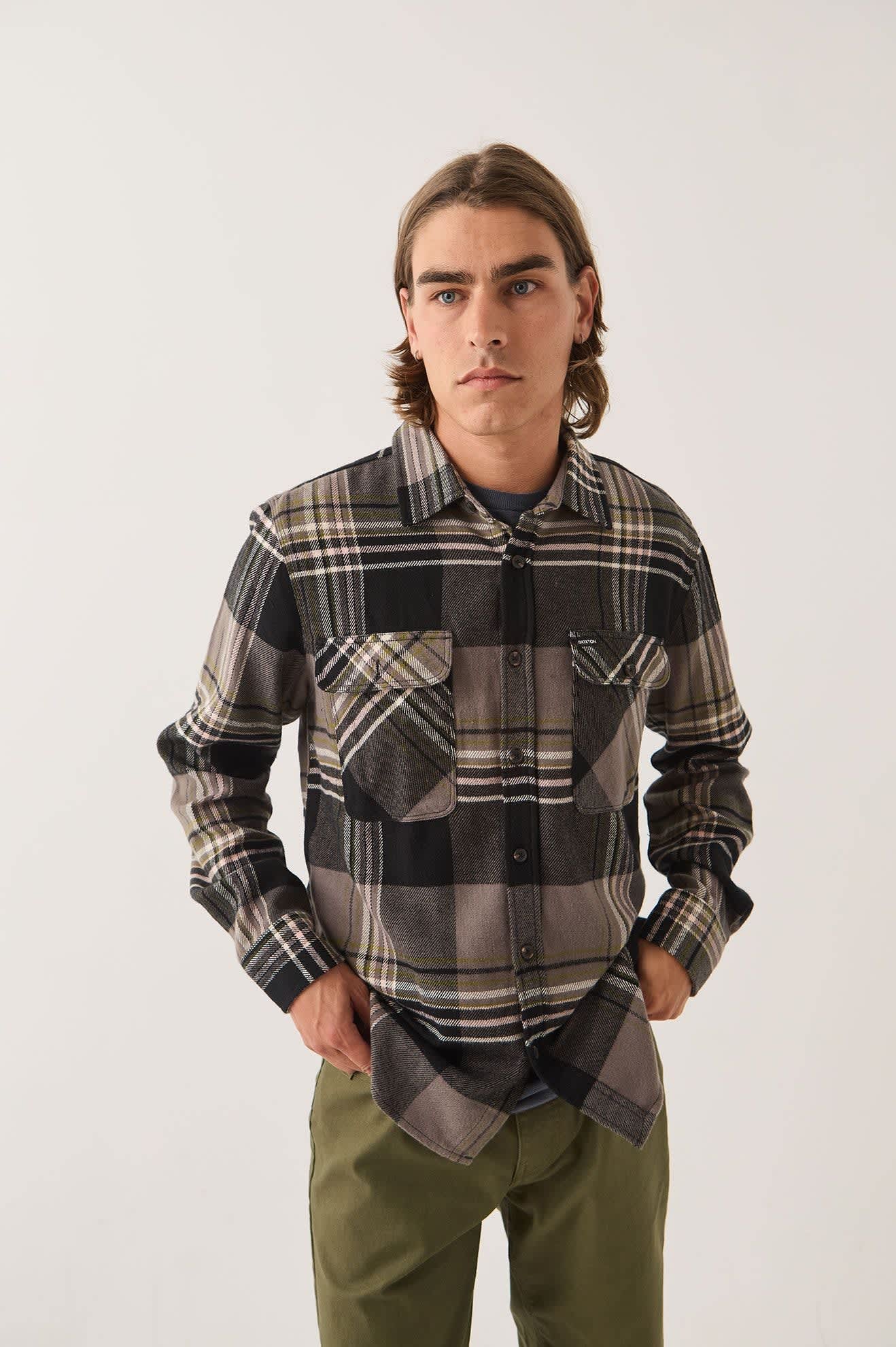 Men's Bowery Flannel in the color Black/Multi - Men's Front View