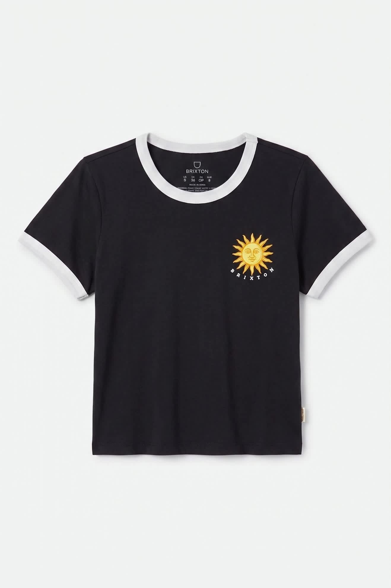 Women's Sunny Days Baby T-Shirt in the color Black/White - Front Product View