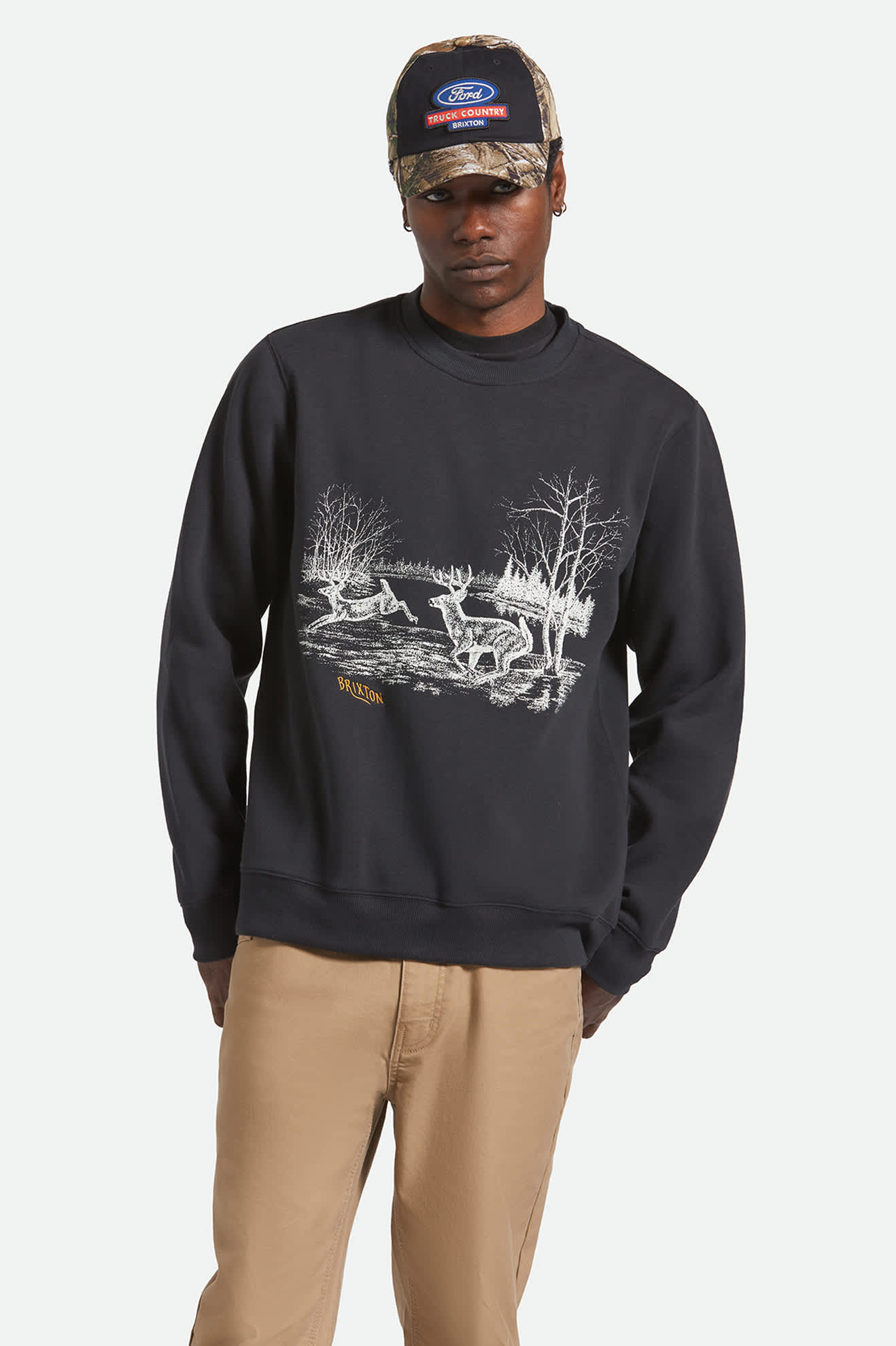 Men's Gallop Crew in the color Black - Men's Front View