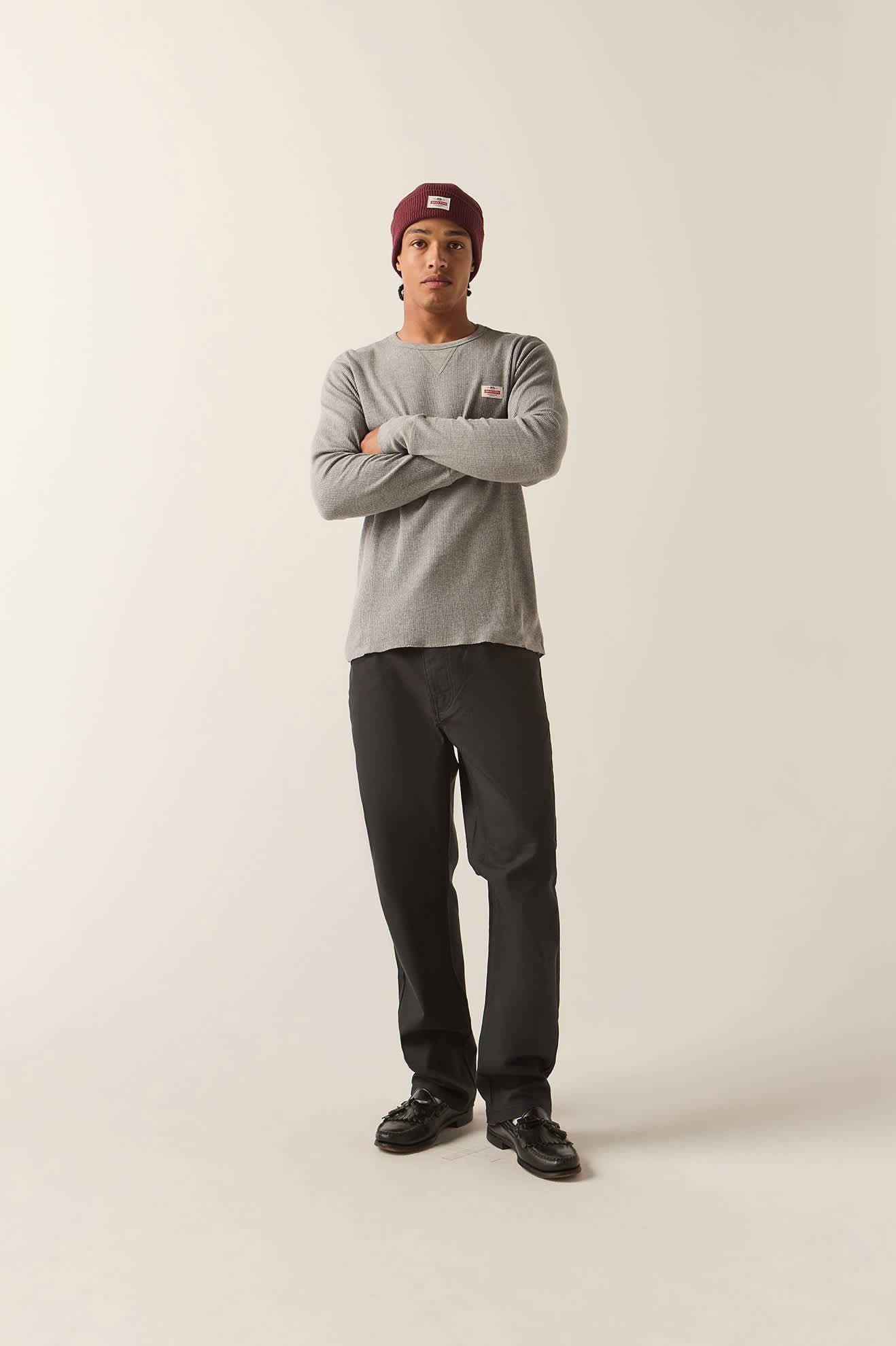 Men's Trademark Waffle Knit Top in the color Heather Grey - Additional Fit image
