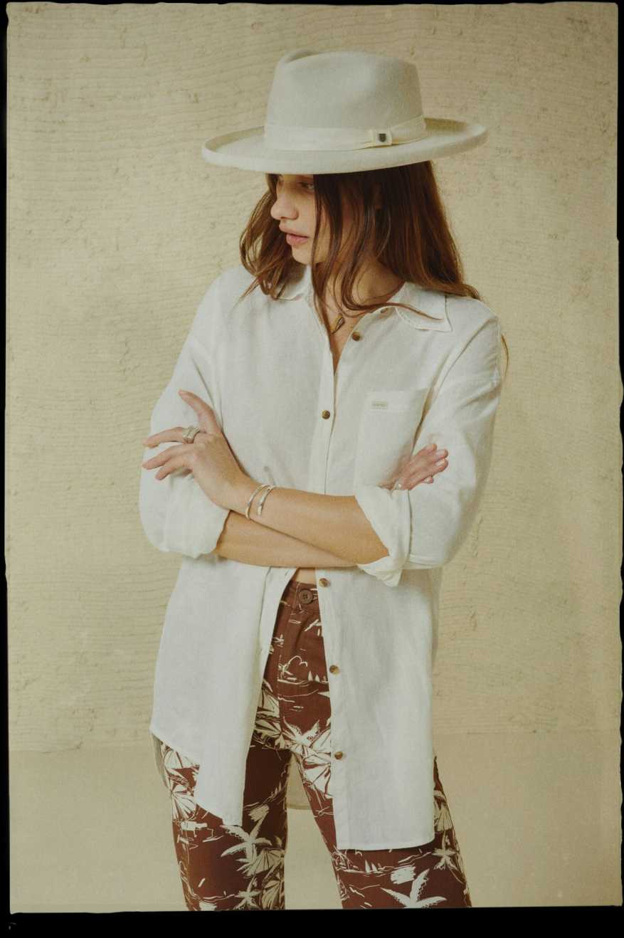 
       Brixton Vintage Linen L/S Woven Shirtdress - Off White
     