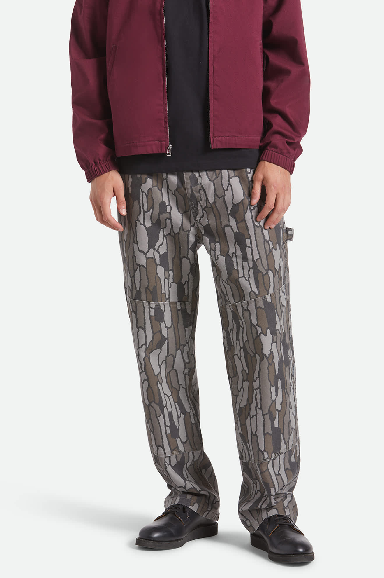 Men's Builders Carpenter Stretch Pant in the color Bark Camo - Men's Front View