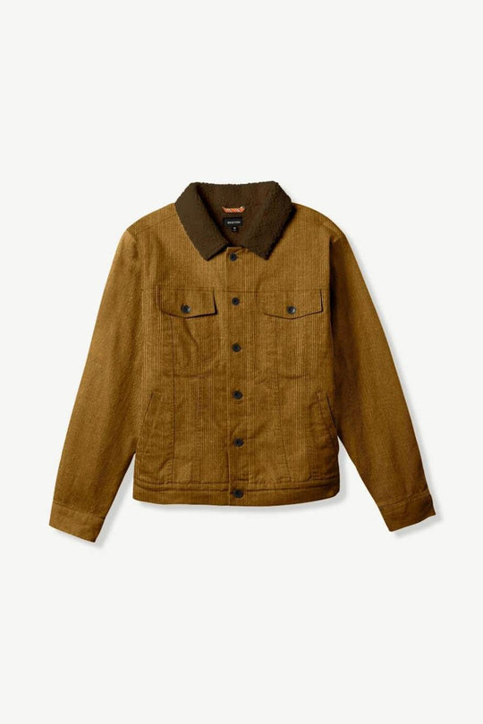 
       Brixton Builders Cable Stretch Sherpa Lined Trucker Jacket - Khaki Cord
     