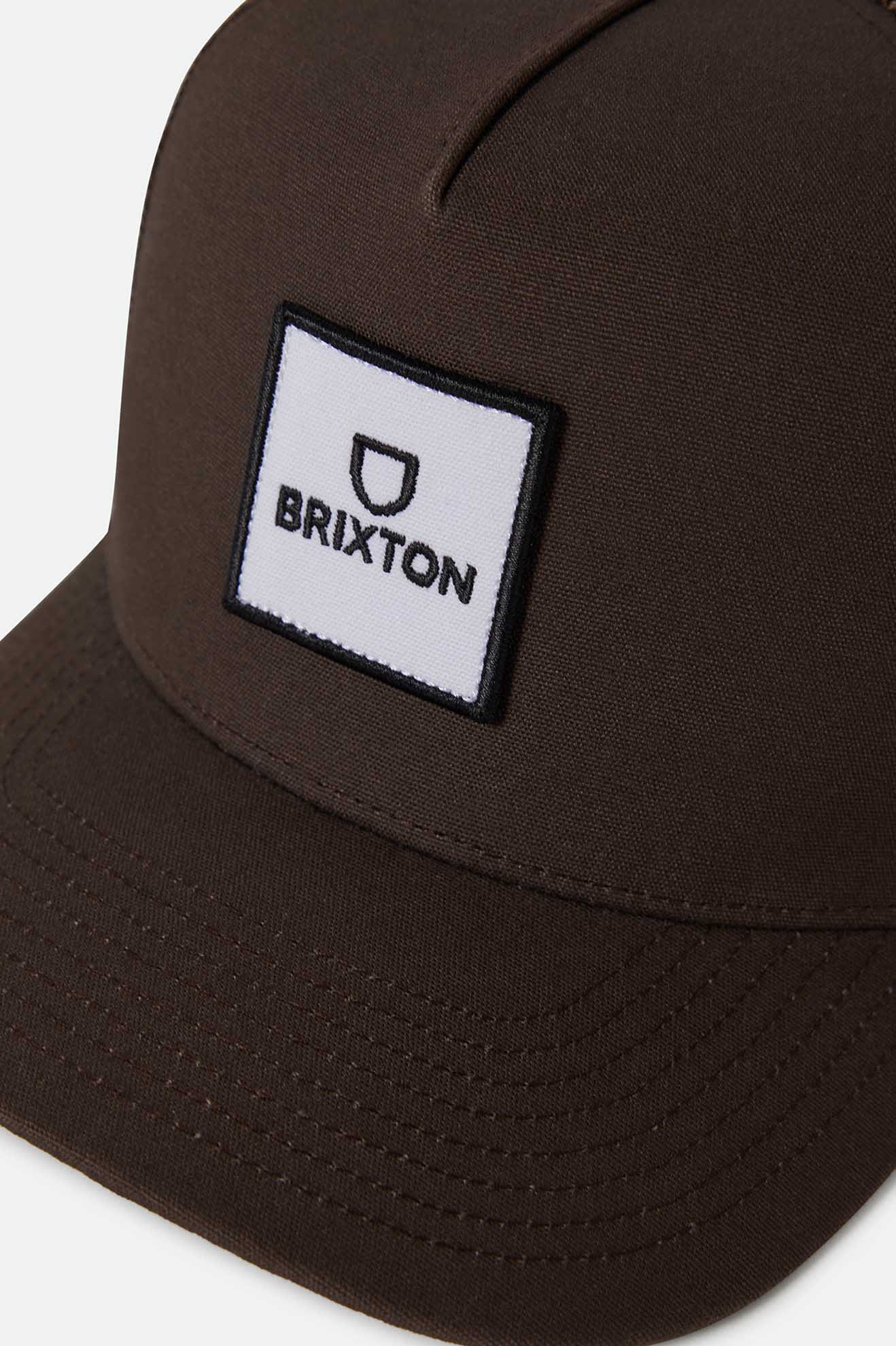 Unisex Alpha Block Netplus Trucker Hat in the color Brown/Brown - Additional Laydown image