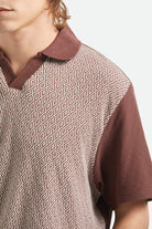 Men's Theo Jacquard Short Sleeve Polo in the color Chocolate/Off White - Additional Fit image