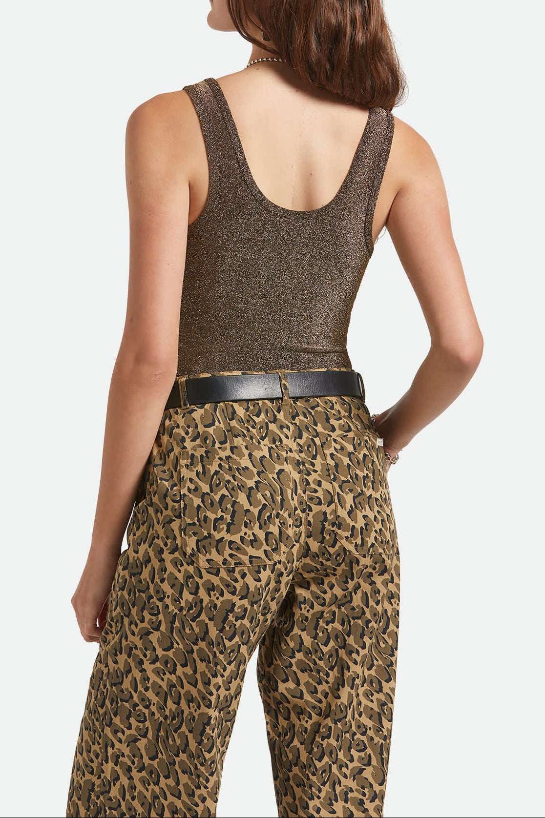 Women's Off Duty A-Tank in the color Gold Metallic - Women's Back View