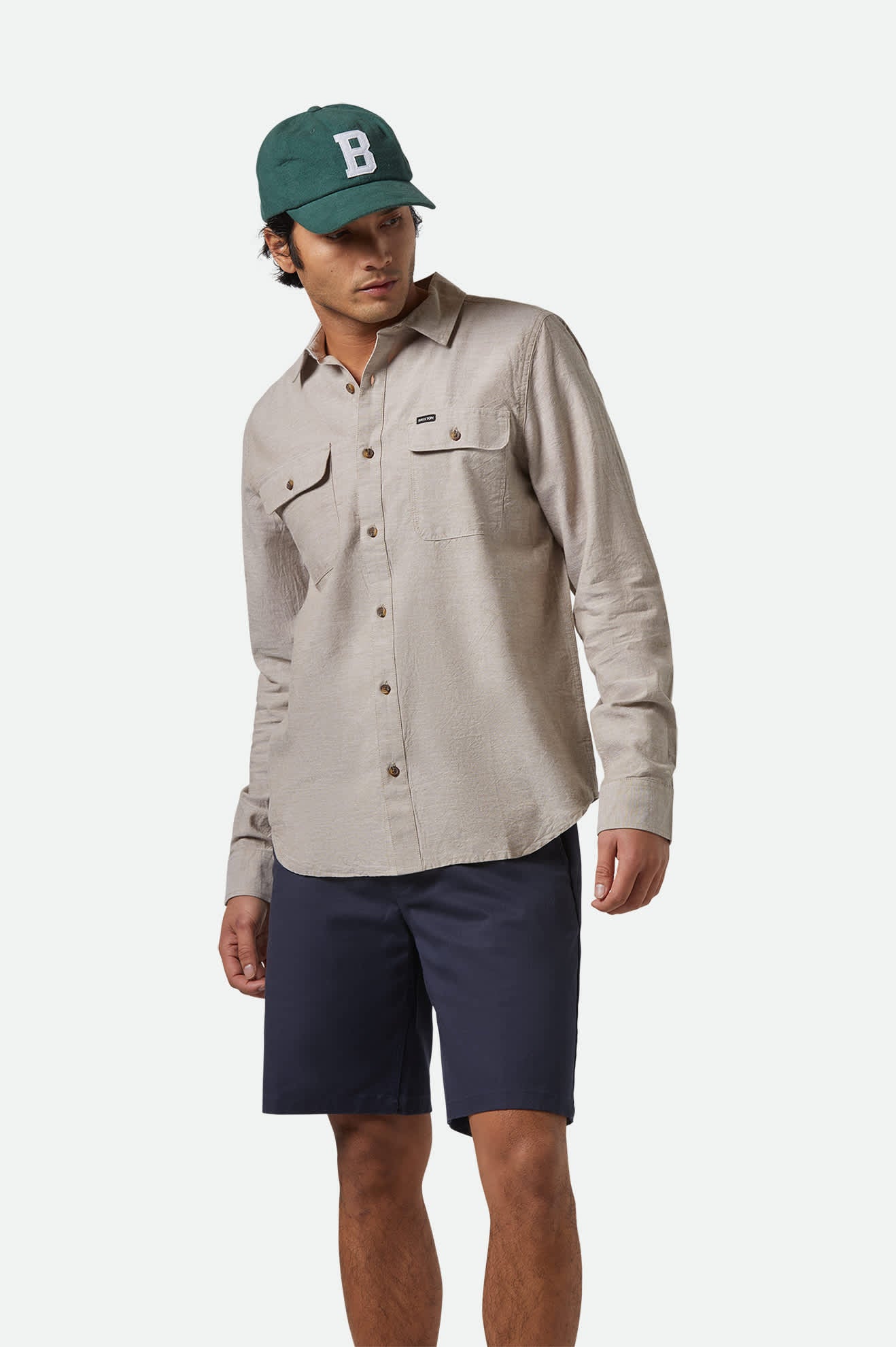 
       Men&#39;s The Daily Cotton L/S Shirt  in the color Khaki - Men&#39;s Front View
     