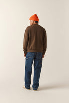 Men's Brixton Baseline Crew Fleece in the color Walnut Brown Vintage Wash - Men's Back View