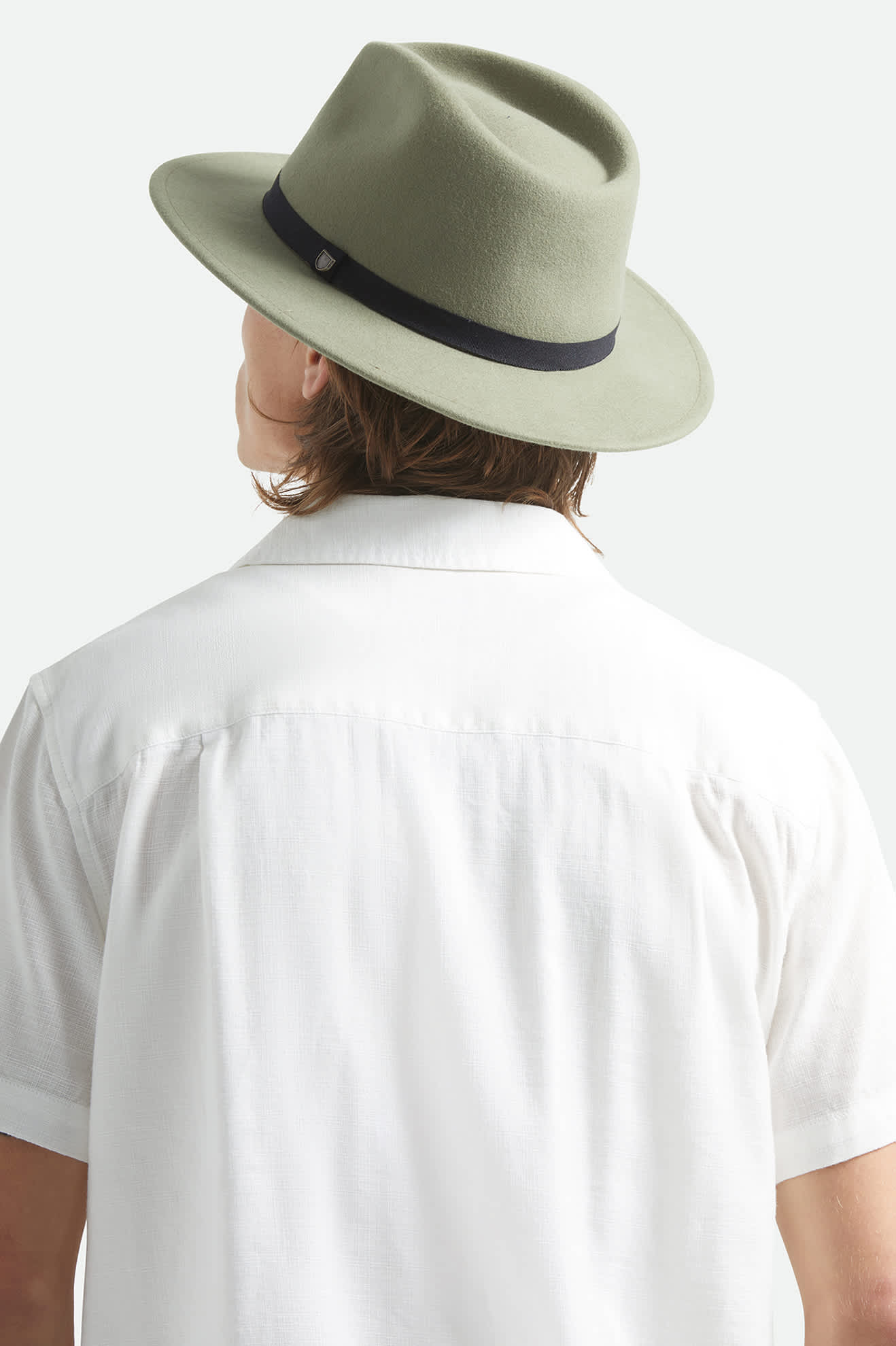 Unisex Messer Packable Fedora in the color Olive Surplus/Black - Men's Back View