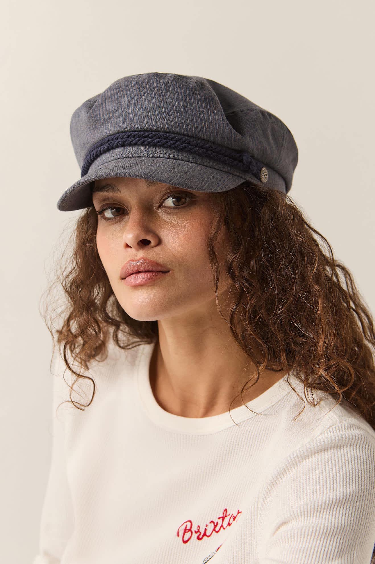 Unisex Fiddler Fisherman Cap in the color Indigo/Dark Sand - Additional Fit image