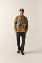 Men's Bowery Flannel in the color Khaki/Blue - Additional Fit image