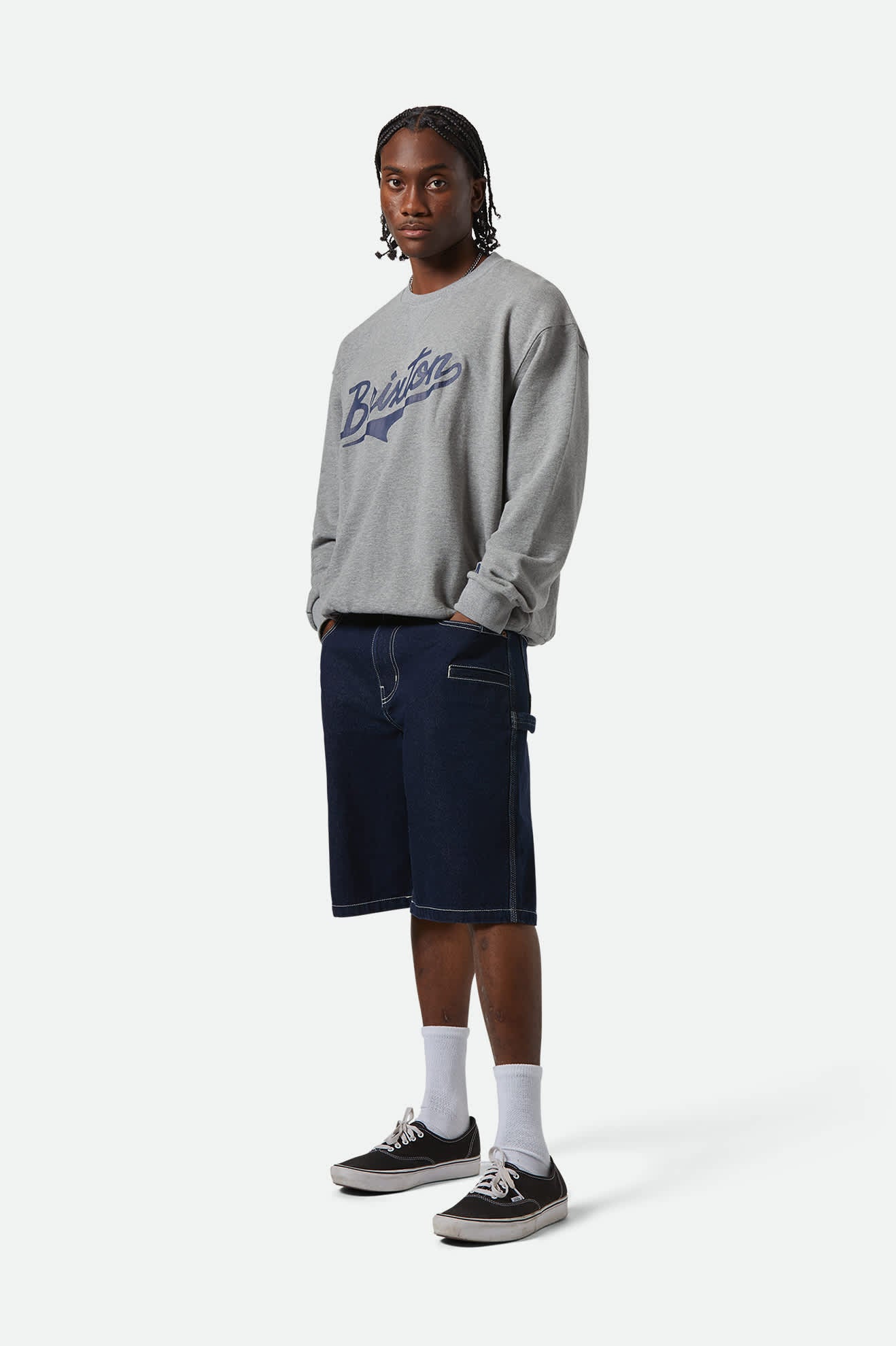 Men's The League Broken In Crew in the color Heather Grey - Men's Featured View