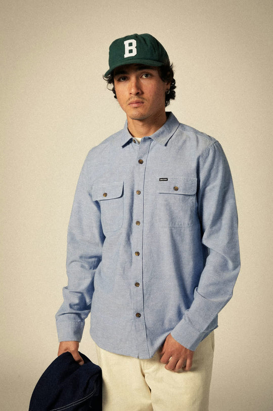 
       Men&#39;s The Daily Cotton L/S Shirt in the color Medium Wash Chambrey - Men&#39;s Front View
     