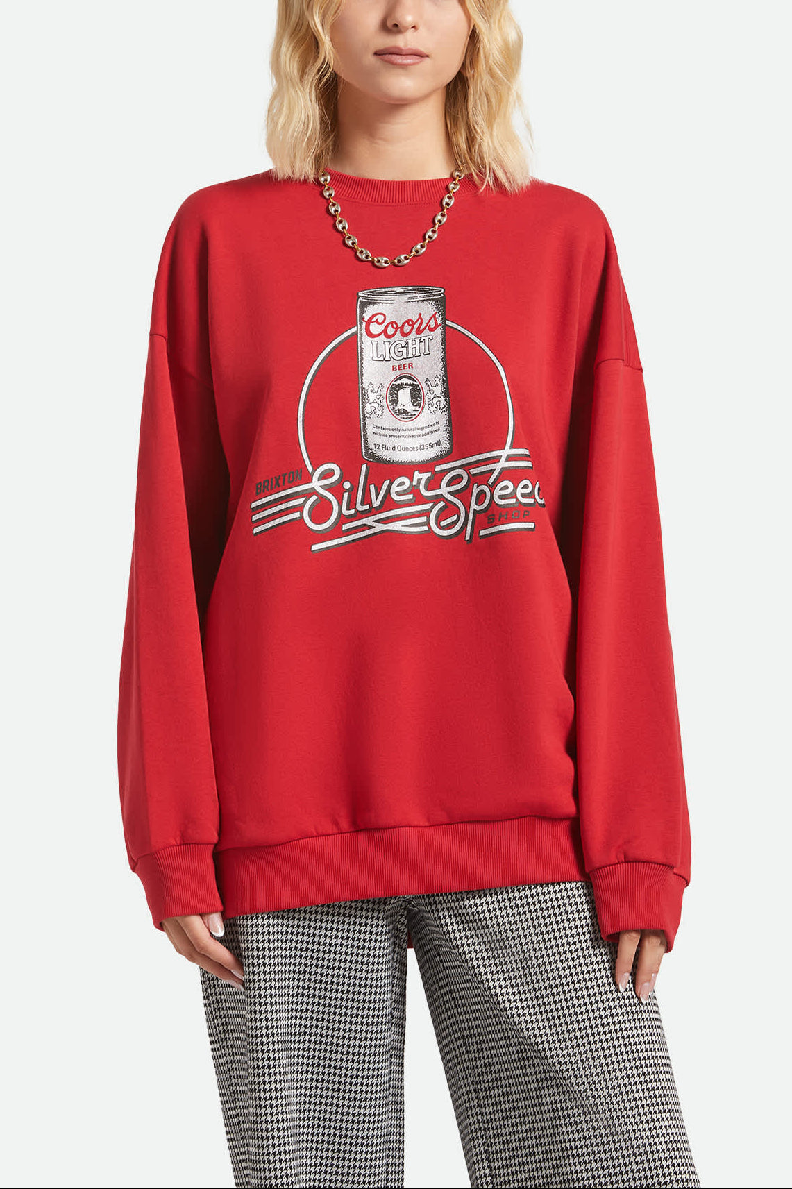 Women's Coors Light Caster Crew in the color Coors Red - Women's Front View