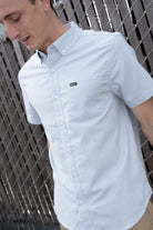 Men's Sanford Oxford Woven in the color Dusty Blue - Men's Lifestyle image