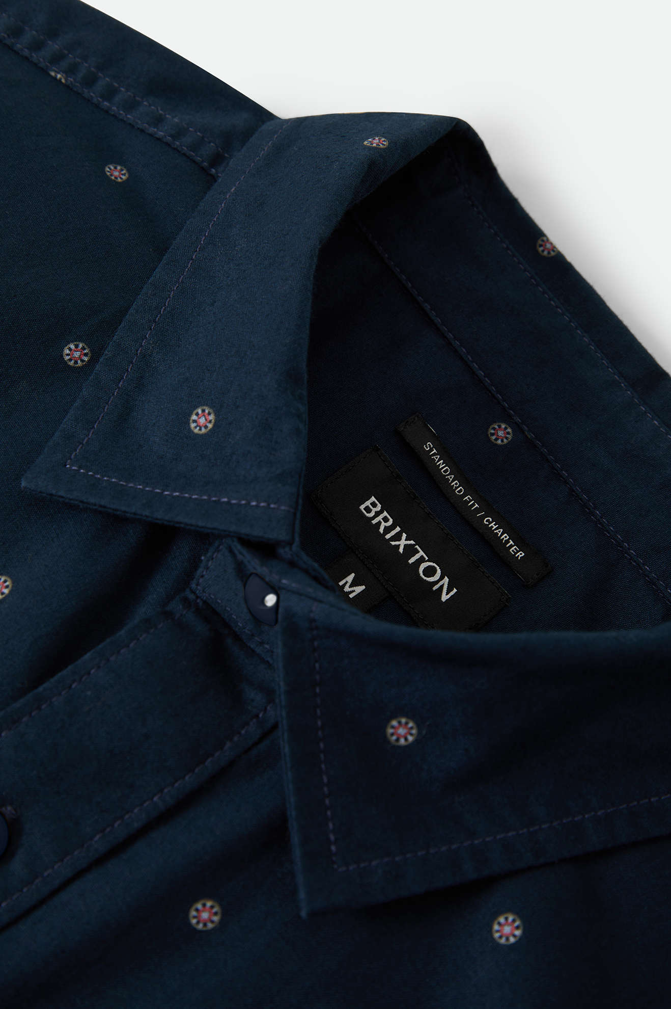 Men's Charter Print Shirt in the color Washed Navy Geo - Additional Laydown image