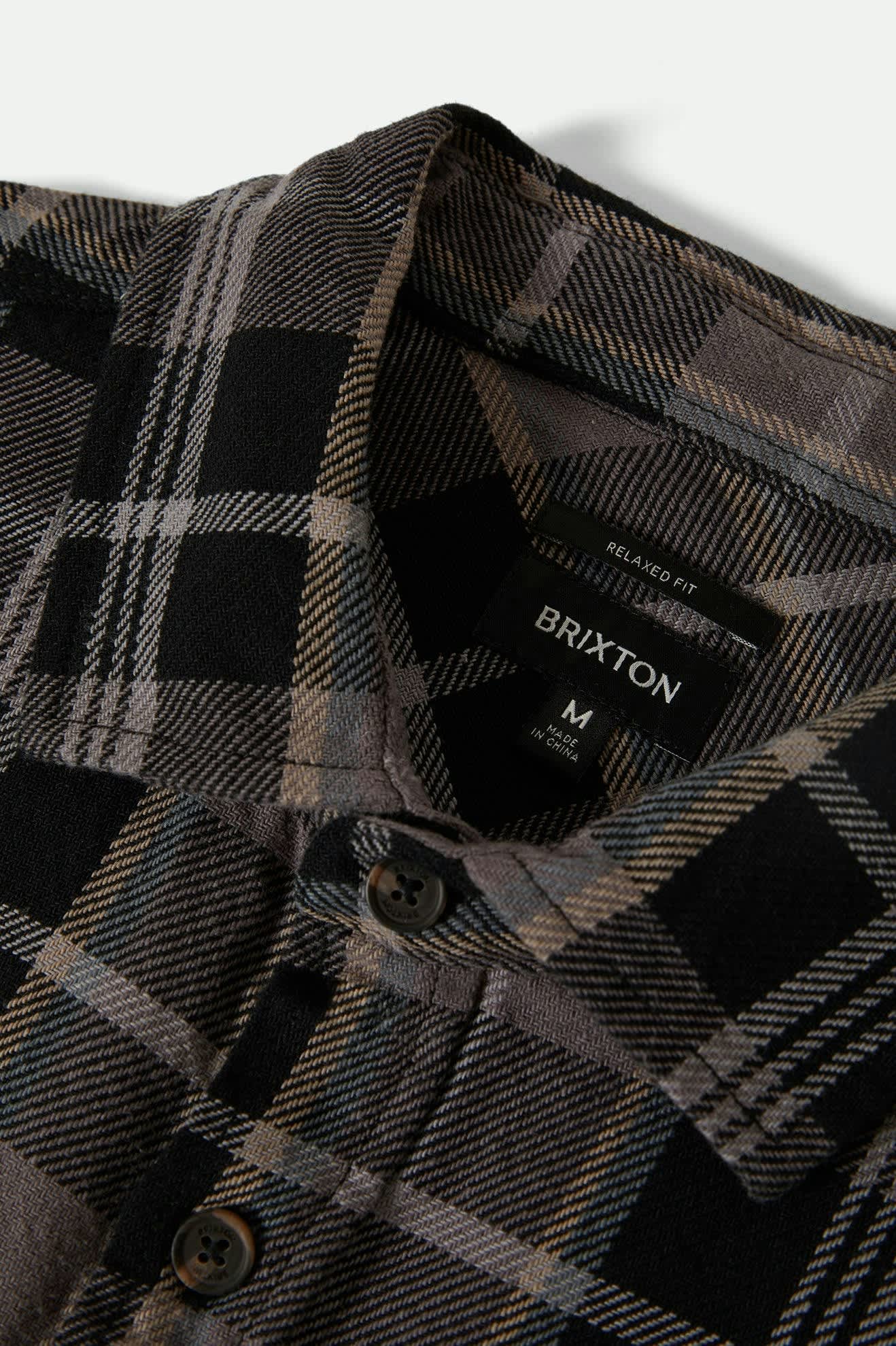Men's Vintage Wash Flannel in the color Black/Charcoal Beige/Slate - Additional Laydown image