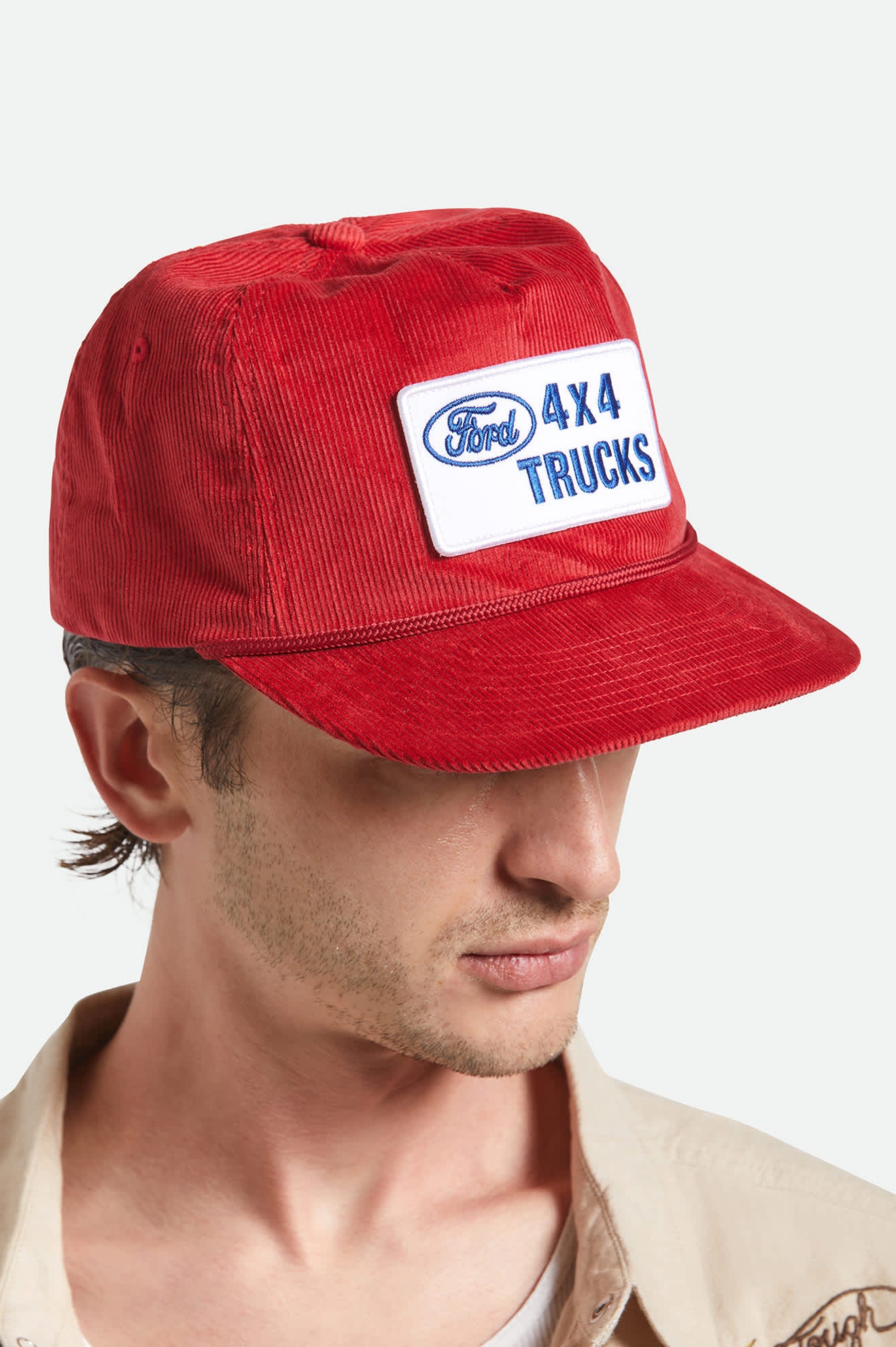 Unisex Ford 4X4 Snapback in the color Candy Apple Red - Men's Side View