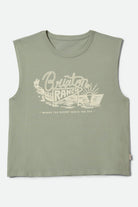 Women's Brixton Ranch Muscle Tank in the color Sage Green - Front Product View