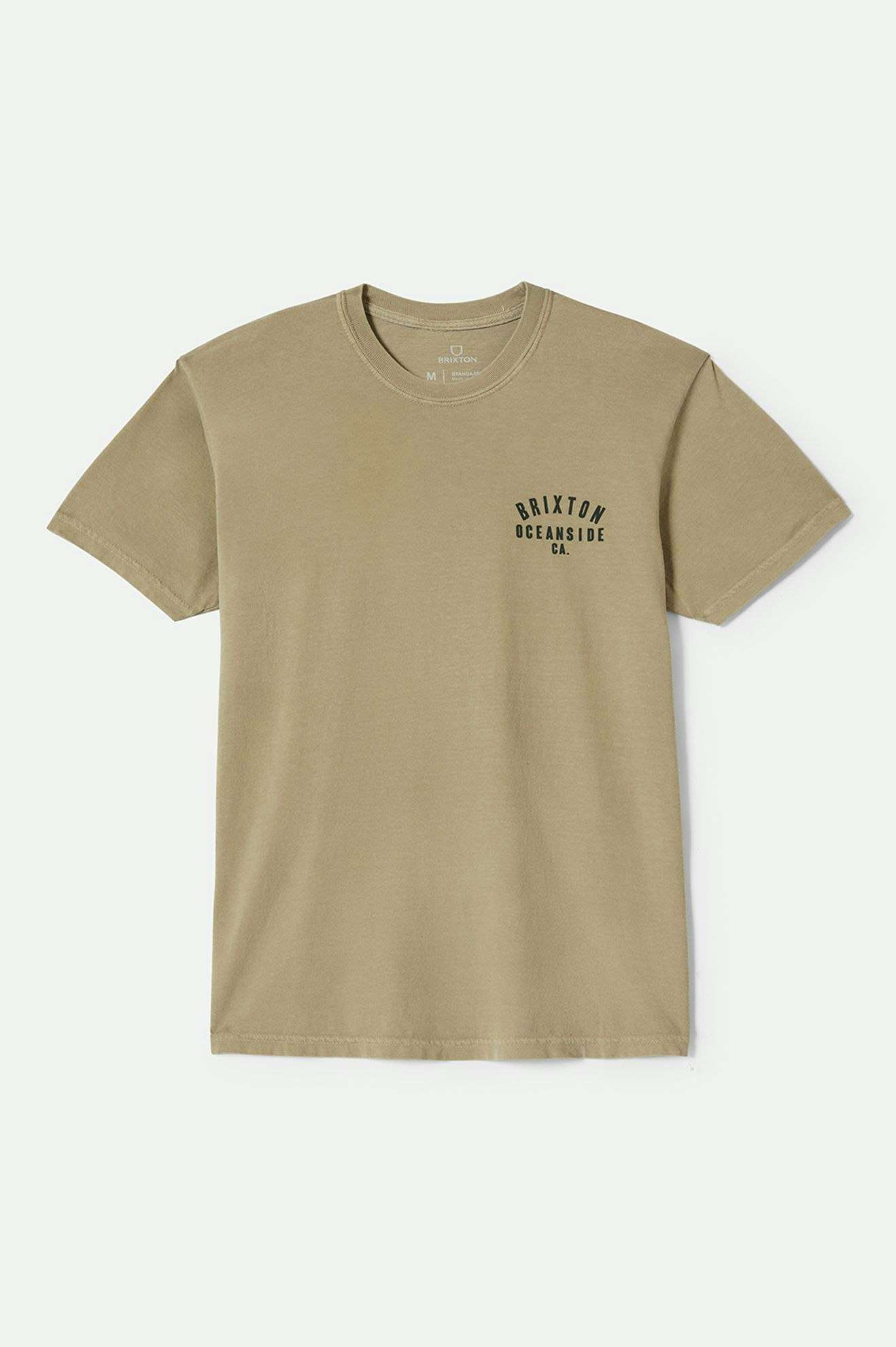 
       Brixton Men&#39;s Woodburn Oceanside S/S Standard T-Shirt - Khaki/Dark Green | Main
     