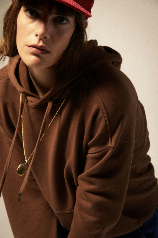 
       Women&#39;s Cross Loop French Terry Hoodie in the color Pinecone Brown - Additional Fit image
     