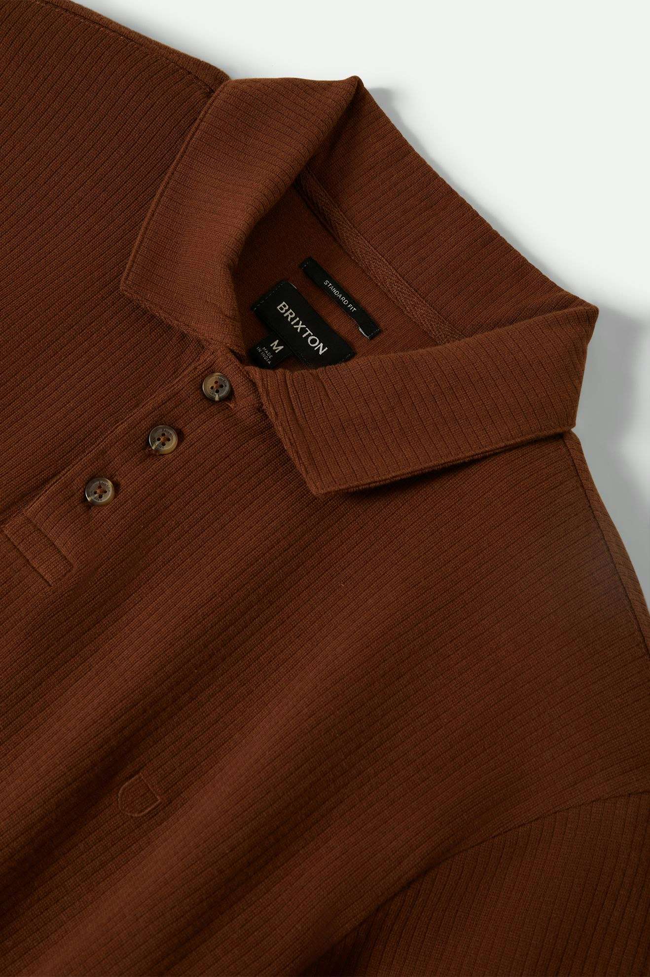 
       Extra Laydown Image 2 | Ribbed City S/S Polo - Pinecone Brown
     