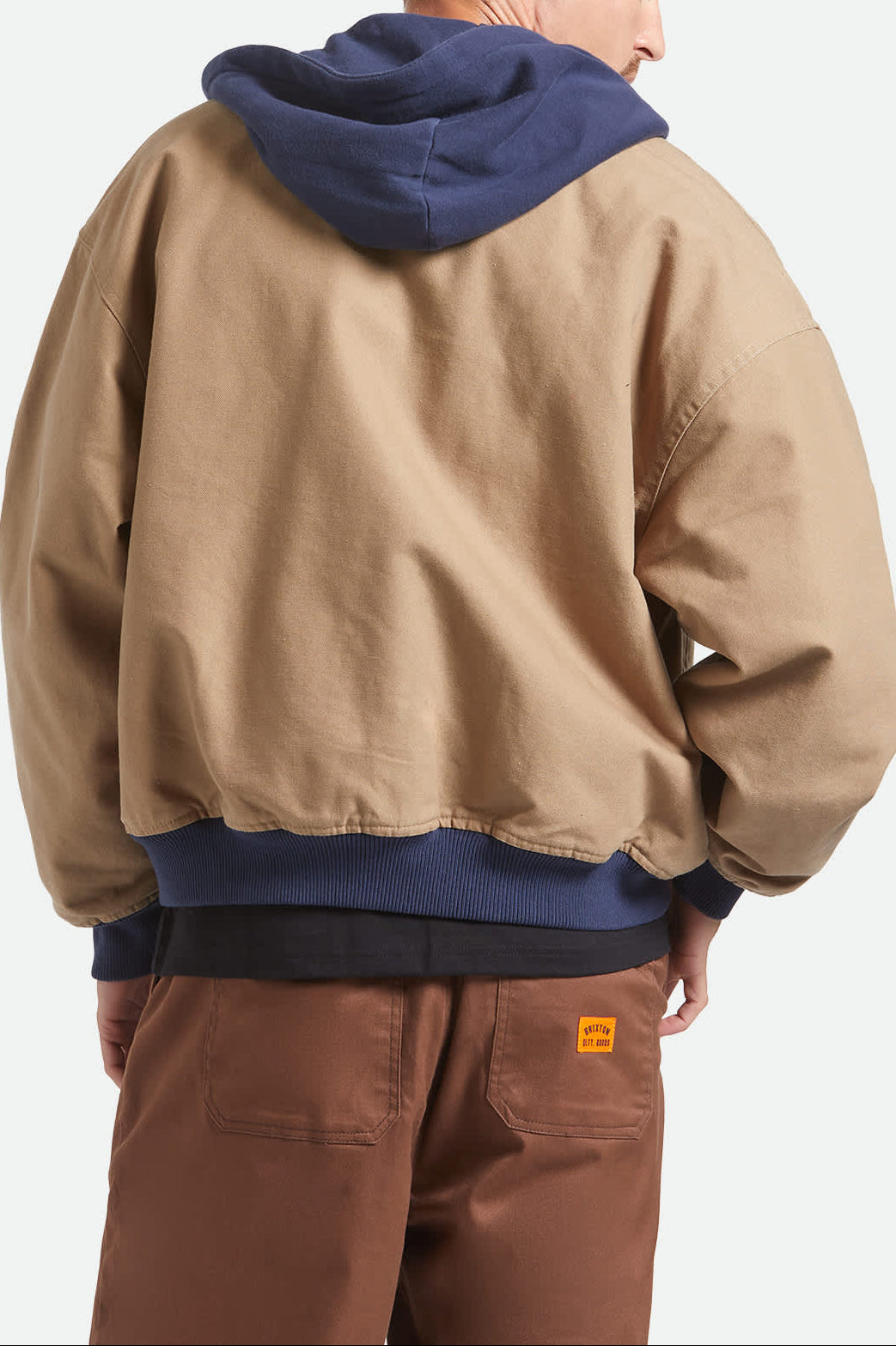 Men's Canvas Hooded Bomber Jacket in the color Khaki/Mood Indigo - Additional Fit image