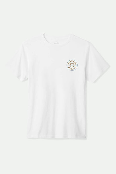 Men's Crest II S/S Standard T-Shirt in the color White/Light Brown/Slate - Front Product View